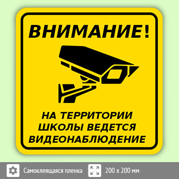 Табличка «Внимание! На территории школы ведется видеонаблюдение», B114